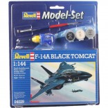 KIT PARA MONTAR REVELL MODEL SET AVIÃO F-14A BLACK TOMCAT 1/144 49 PEÇAS COMPLETO COM TINTAS COLA E PINCEL REV 64029